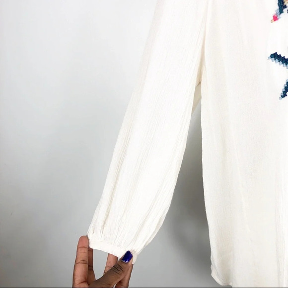 Ecote | Cream Embroidered Gauze Boho Peasant Top - Picture 7 of 8